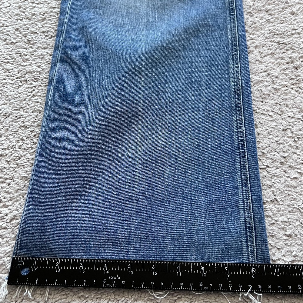 Paige Anessa 31" Viva High Rise Wide Leg Jeans Womens 28 Blue Raw Hem - Picture 15 of 16